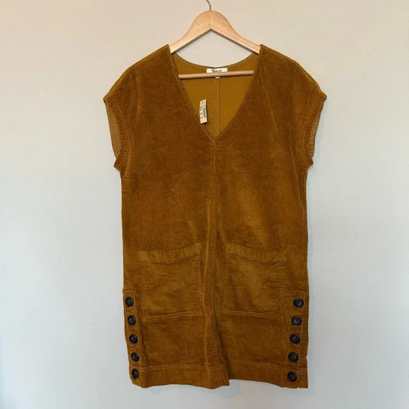NWT Madewell Oversized Corduroy Button-Accent Mini Dress - Picture 3 of 13